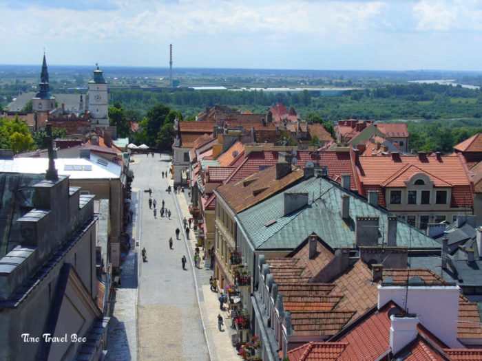 Old city of Sandomierz in Poland. Colorful houses, Vistula River and amber track.