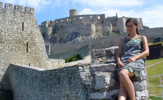 Weekend in Slovakia. Travel blogger visiting castle ruins in Slovakia.