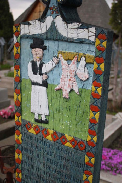Bucher on the grave, cemetery in Sapanta, Romania.