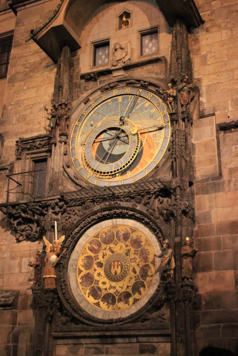 Prazsky Orloj is an astronomical clock in Prague old town. Prague by night is one of the highlights.