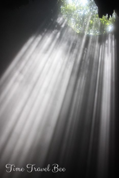 Cave in Java, Yogyakarta. Sunrays from the sky.