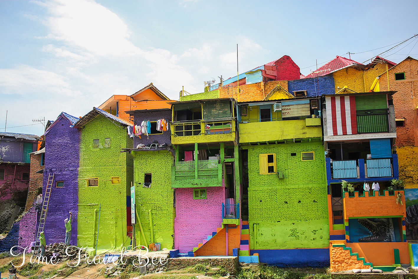 Village of colors malang warni warna where all the houses are colorful like in a fairy tale.