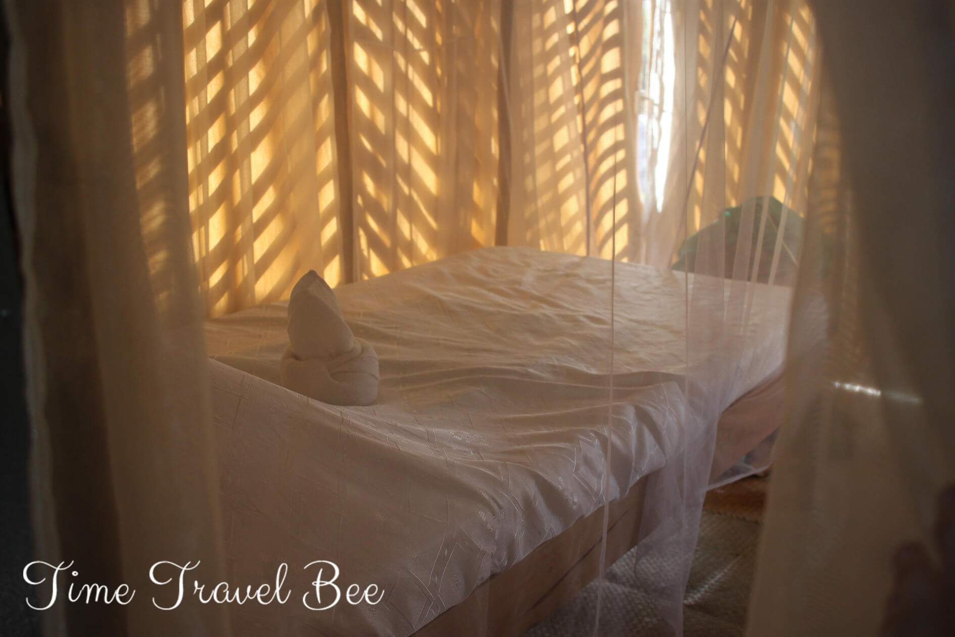 Interior of the bamboo hut in Port Barton, Palawan. Backpacker's Hill resort.