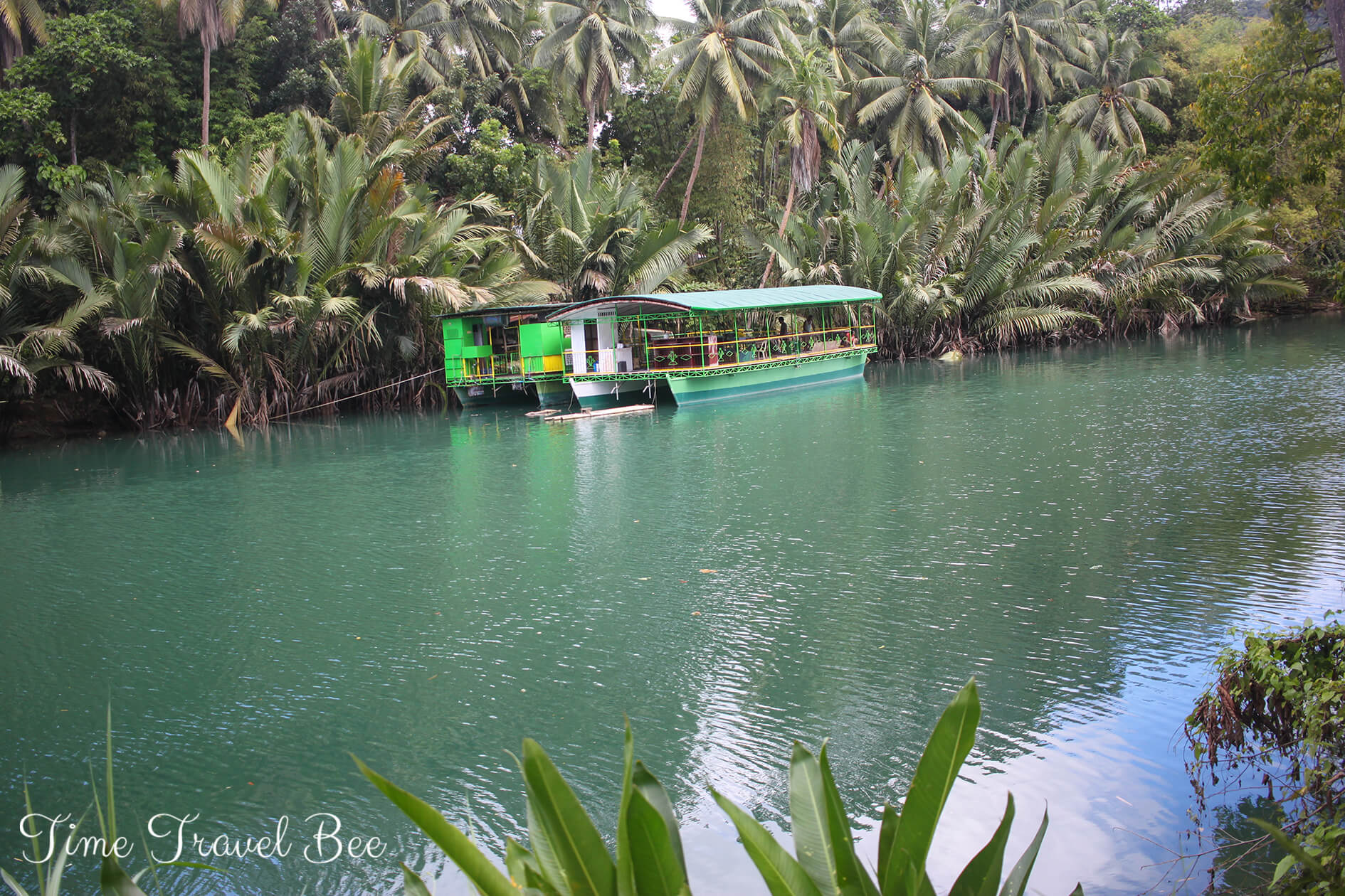 Lobok river boat. Greenery of Lobok. Responsible tourism in Bohol.