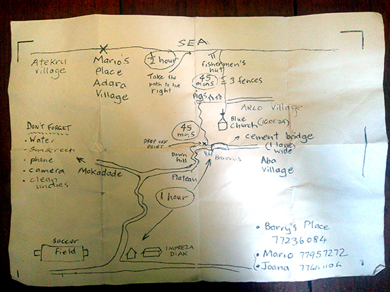 mapa atauro wędrówka do wioski adara 