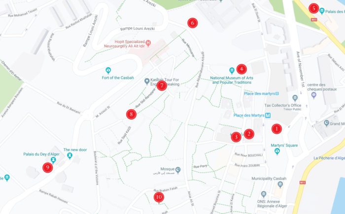 mapa turystyczna algieru mapa kasby mapa starego miasta w algierze, turystyczne miejsca algieru