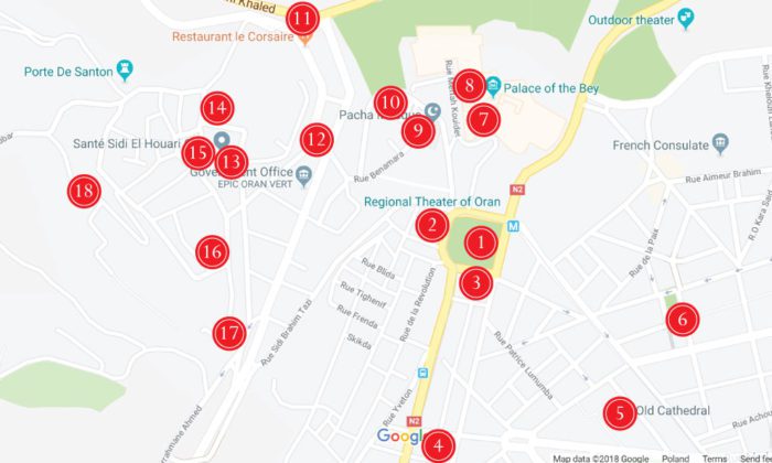 Touristic map of Oran, touristic attractions Oran.